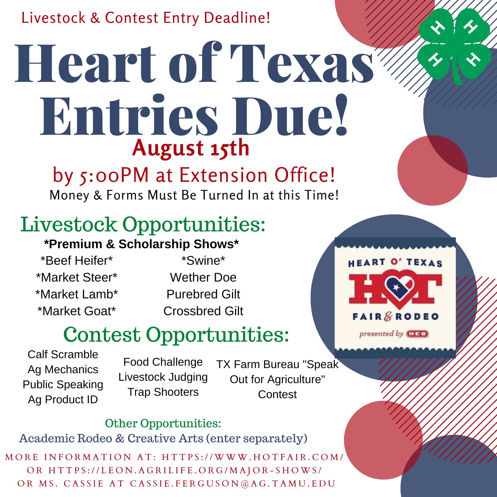 Heart of Texas Entries Due- August 15, 2022