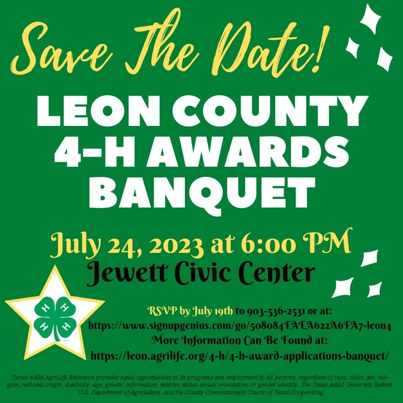 4-H Awards Banquet- Save the date- July 24, 2023