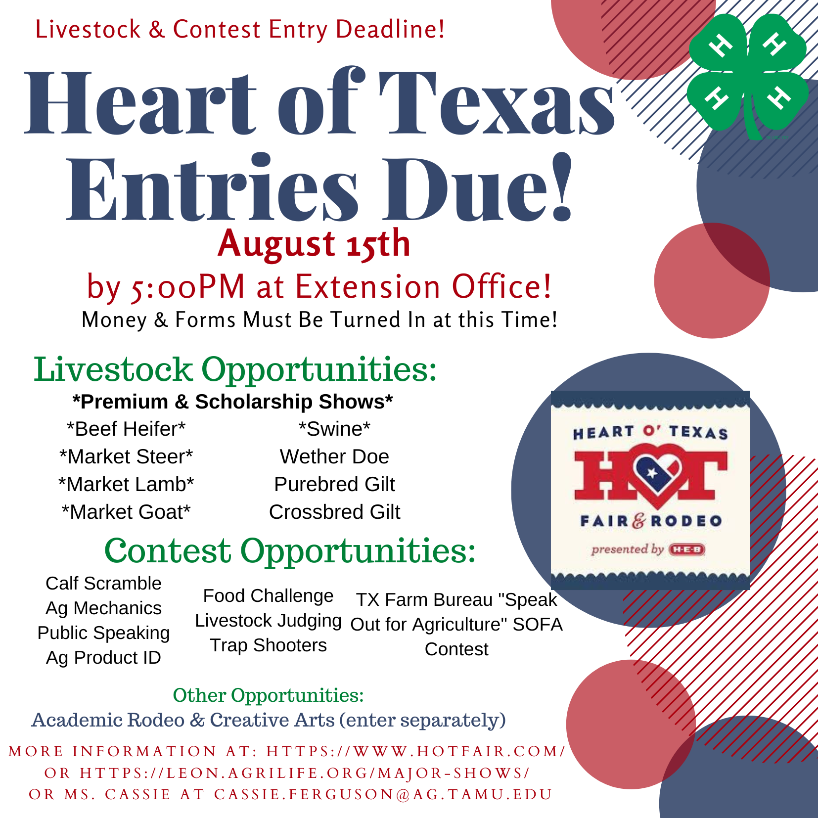 Heart of Texas Entries Due- 8-15-23
