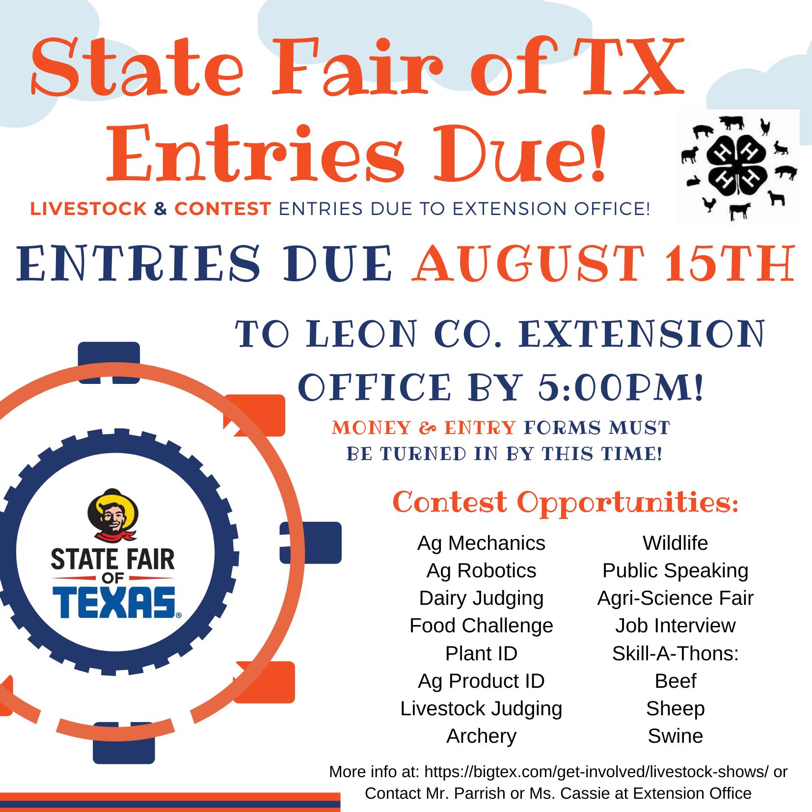 State Fair of TX Entries DUE August 15, 2023