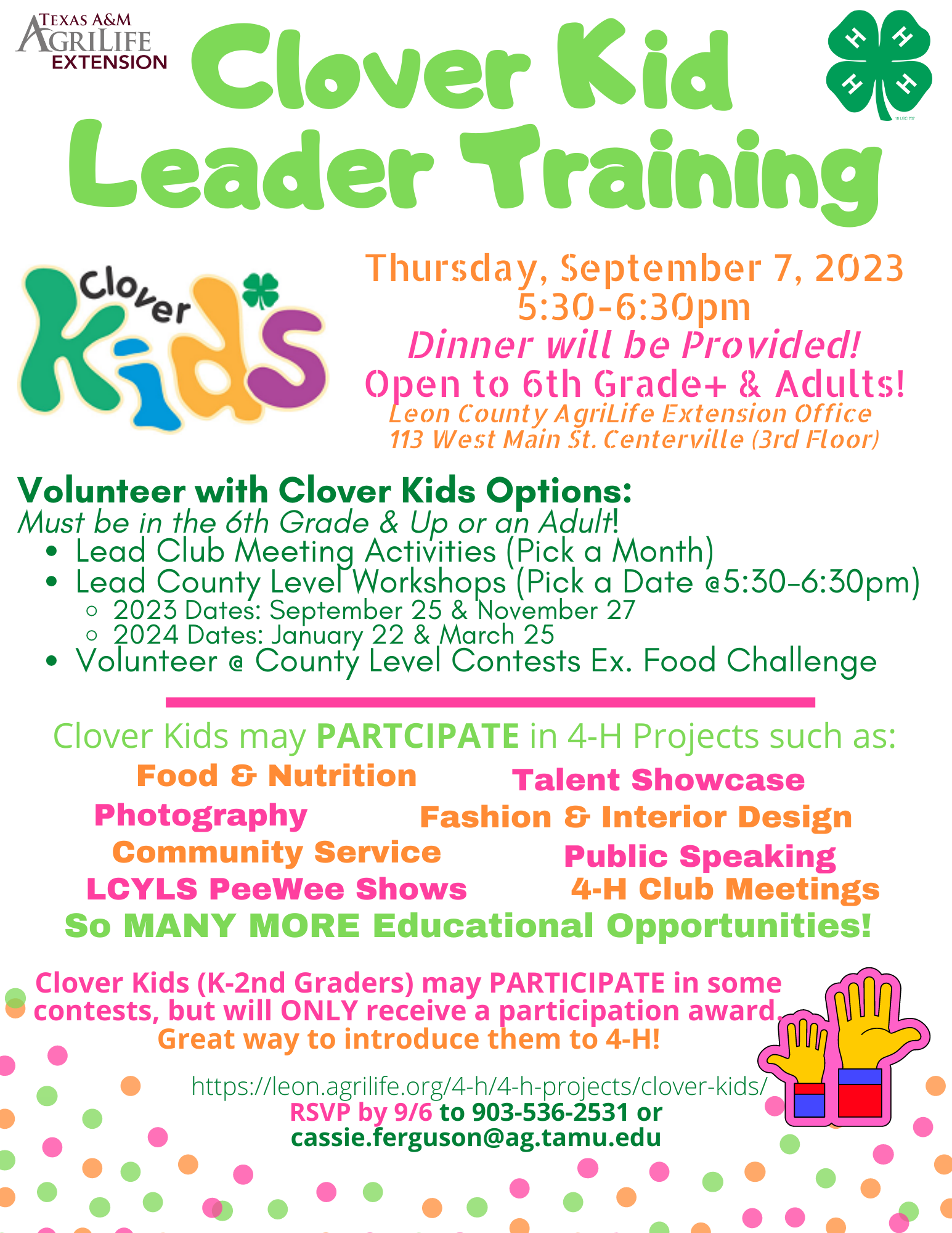 Clover Kid Leader Training 9-7-23
