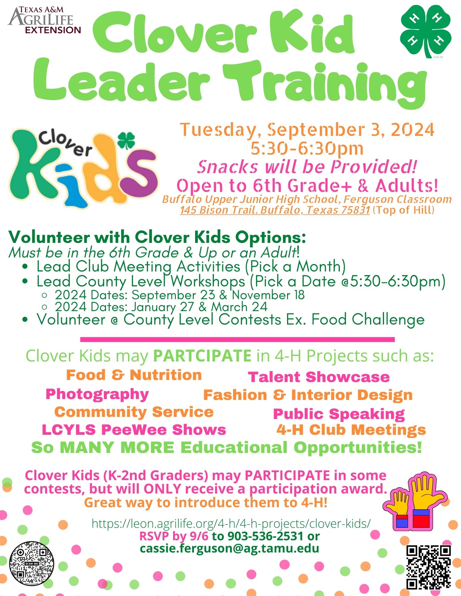 Clover Kid Leader Training September 3, 2024