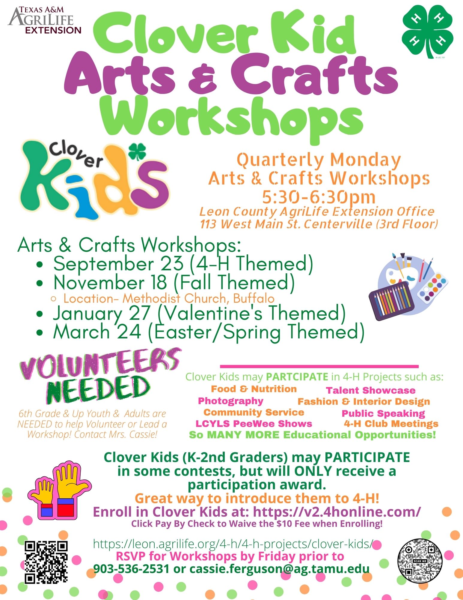 Clover Kid Quarterly Workshops 2024-2025