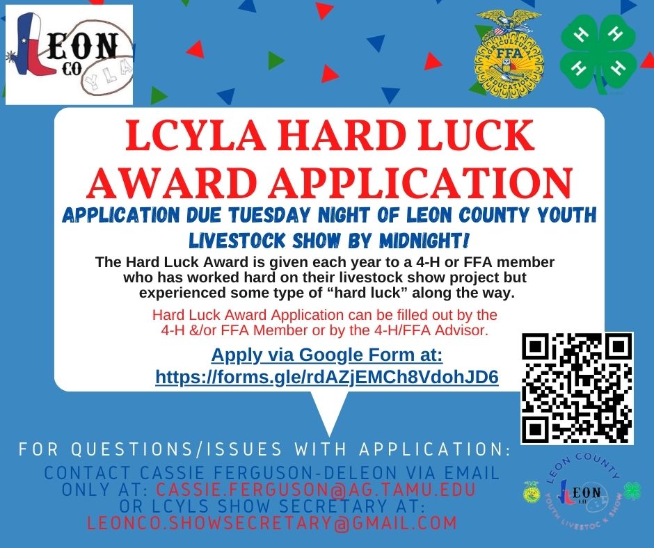 LCYLS Hard Luck Award Applications DUE- Tuesday Night of LCYLS- 2